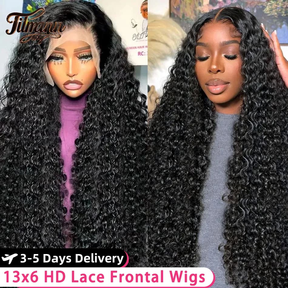 250 Density Deep Wave Wig Human Hair Brazilian Transparent 13x6 Hd Lace Frontal Wig 30 36 40 Inch 360 Full Curly Wigs For Women