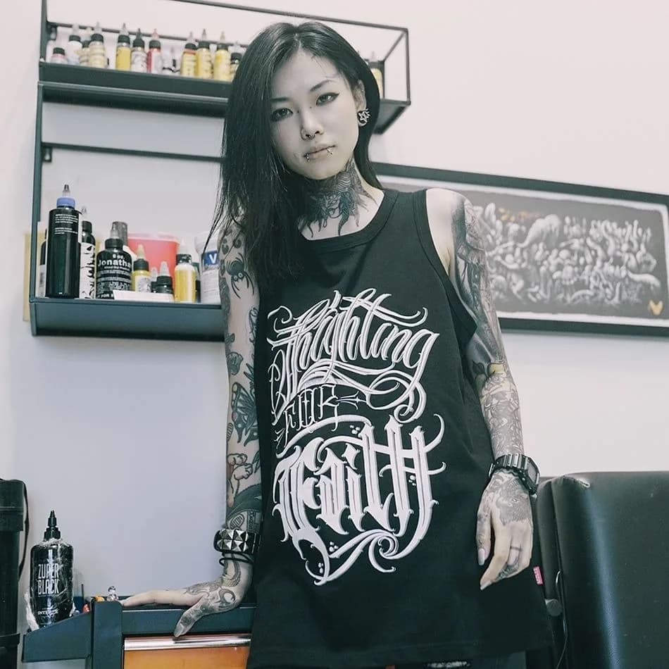 Girls Tanks Fashion Couple Printed Black Tops for Men or Women Short Sleeved Rock Punk Goth Casual Basic Sleeveless Vests