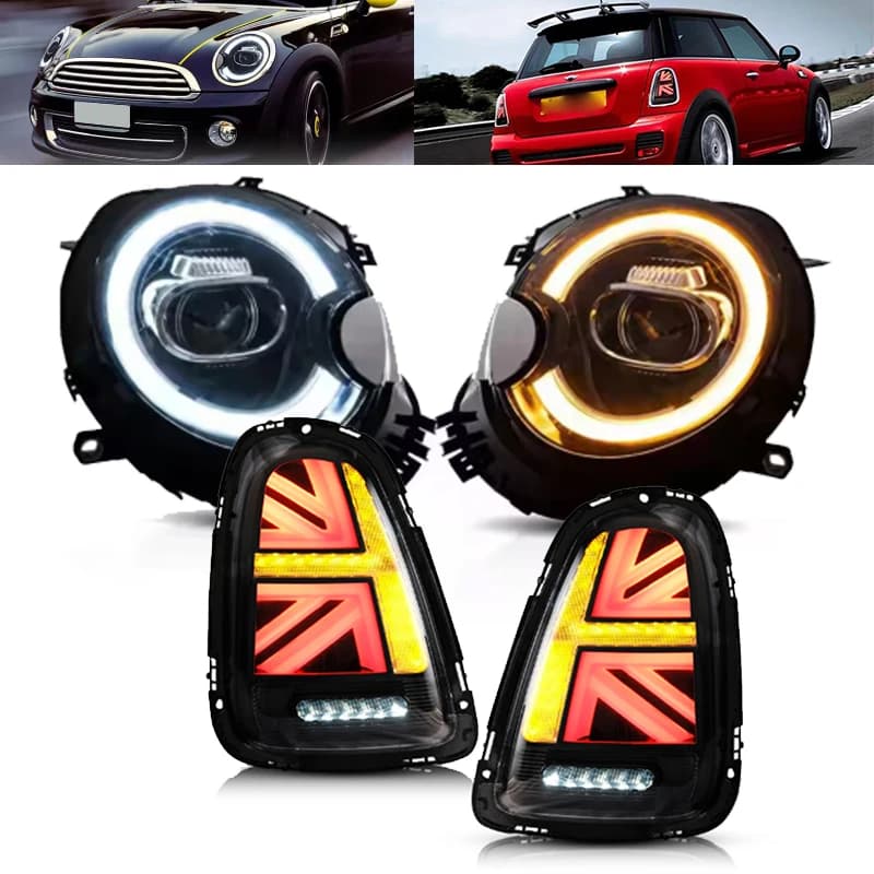 1 Pair LED Headlight Assembly for BMW MINI R56 R57 R58 2007-2013 Plug and Play with Projector lens High Low Beam LED DRL Light