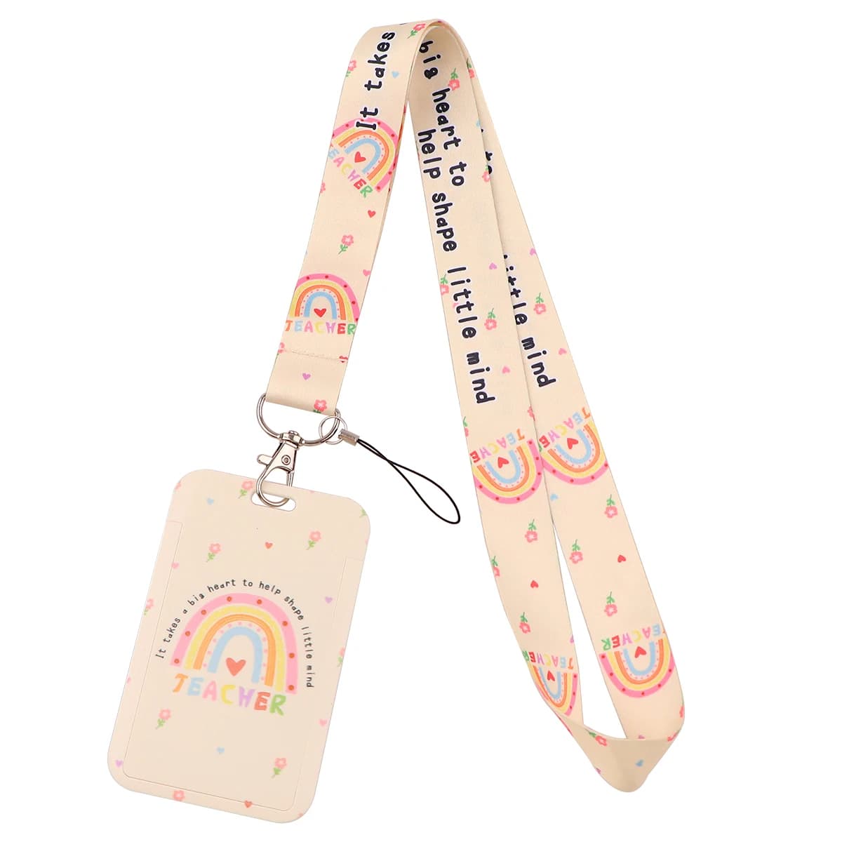 Rainbow Neck Strap Card Bus ID Holders Lanyards Keychain Student Badge Holder Hang Rope Phone Accessories Teacher Gifts