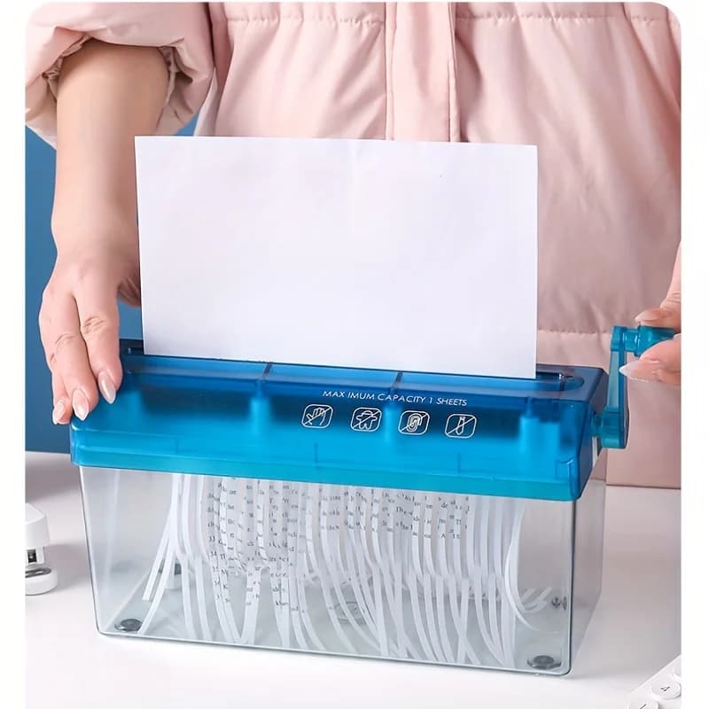 1pc Easy-to-Use Manual Paper Shredder for A4/A6 Sheets | Space-Saving Cross-Cut Design, Non-Slip Base | Ideal for Office