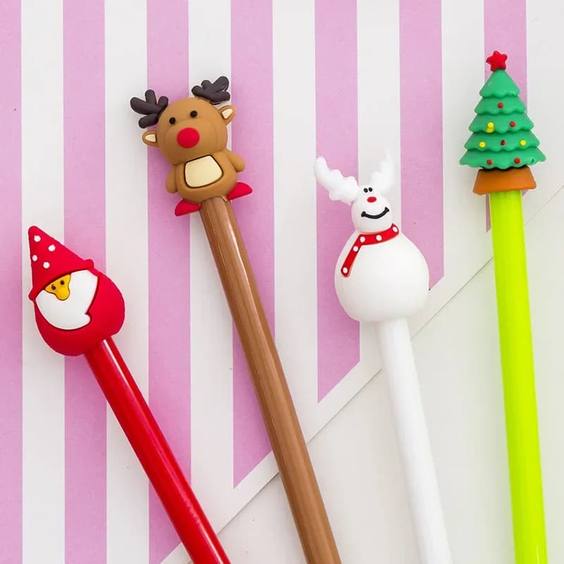 4pcs/pack Christmas Tree Snowman Santa Claus Gel Ink Pens School Office Writing Gift Stationery Cute Pen Kids