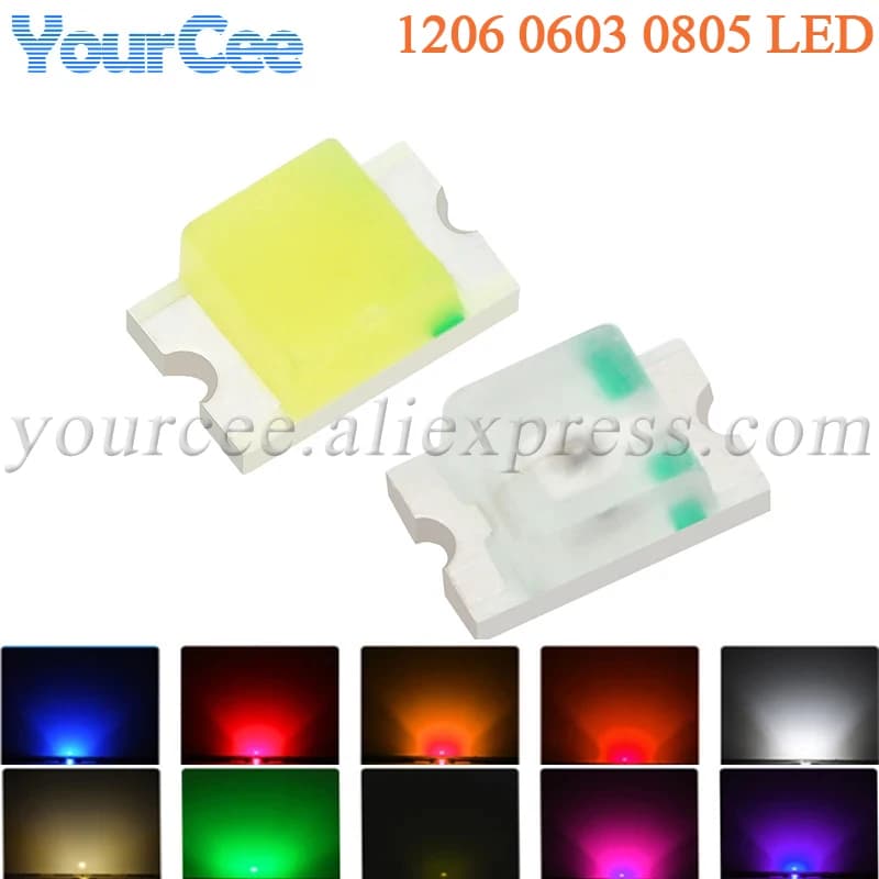 100pcs 0805 0603 1206 SMD LED Ultra Bright Red Blue Yellow White Orange Purple Pink Color Light Diode Emitting Diode Kit DIY