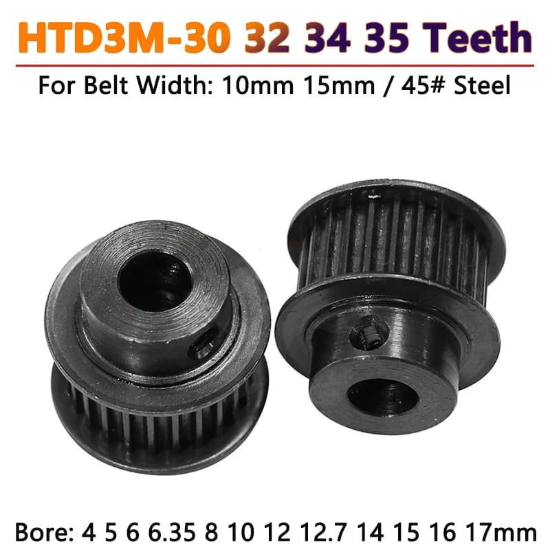 1pc 30 32 34 35 Teeth HTD3M Steel Timing Pulley HTD-3M 30T 32T 34T 35T Synchronous Wheel for Belt Width 10mm 15mm Bore 4-17mm