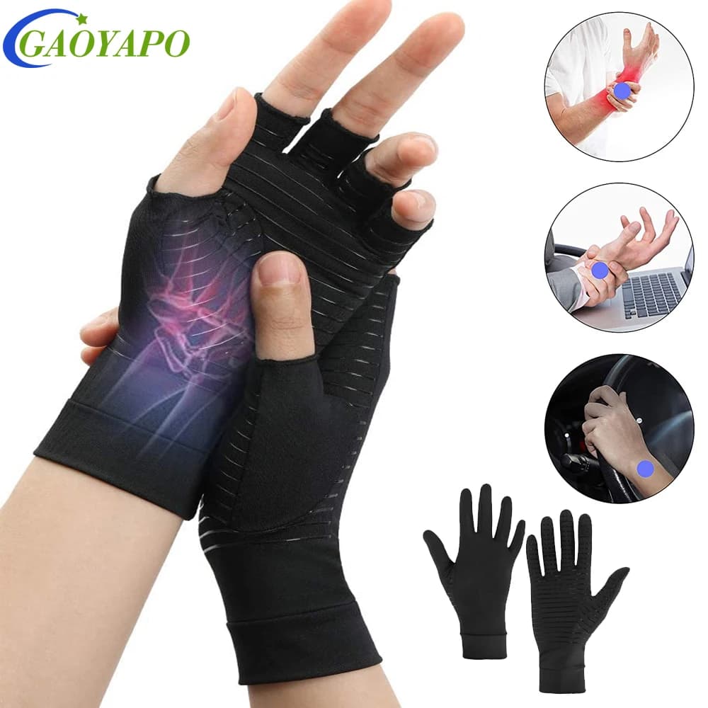 1Pair Fingerless Gloves Carpal Tunnel Wrist For Women Men - Arthritis Compression Gloves for Wrist Support,Tendonitis,Swelling