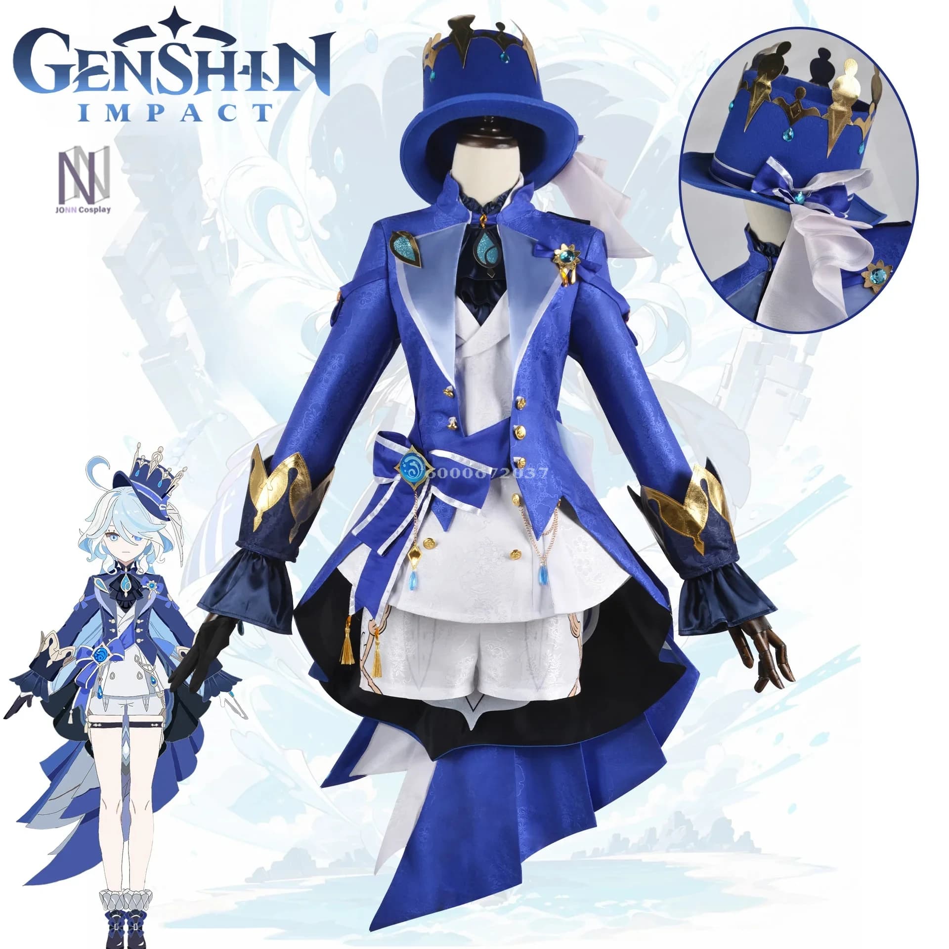 Genshin Impact Game Focalors Cosplay Costume Full Set Fontaine Furina Water God Outfit High Quality Fans Halloween Party Event