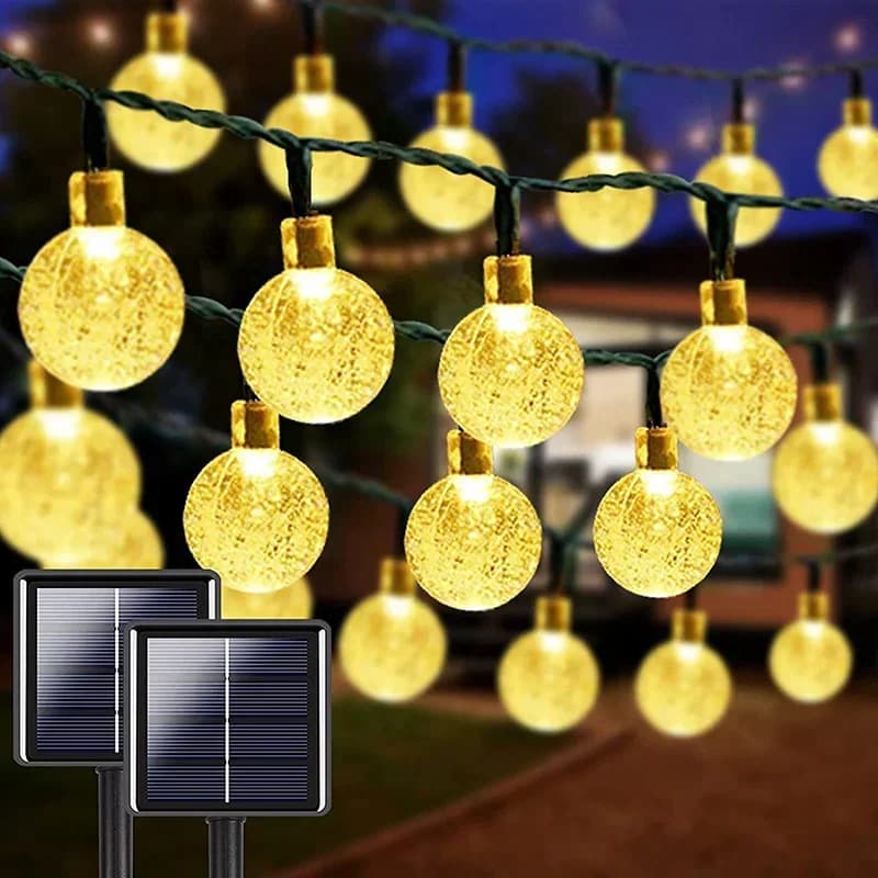 Solar Crystal Globe LED String Lights LED 8 Lighting Modes IP65 Fairy Light Christmas Garland for Garden Party Decor 1pc/2pcs