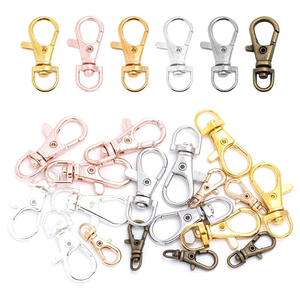 10pcs/lot Rotating Dog Buckle Gold Lobster Clasps Hooks Key Ring Swivel Connector For DIY Jewelry Making Accessories Supplies