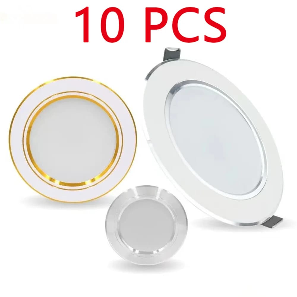 10Pcs High Brightness Round Recessed Ceiling LED Spot 220V 5W 9W 12W15W 18W Commercial Indoor Bedroom Recessed Ceiling Downlight