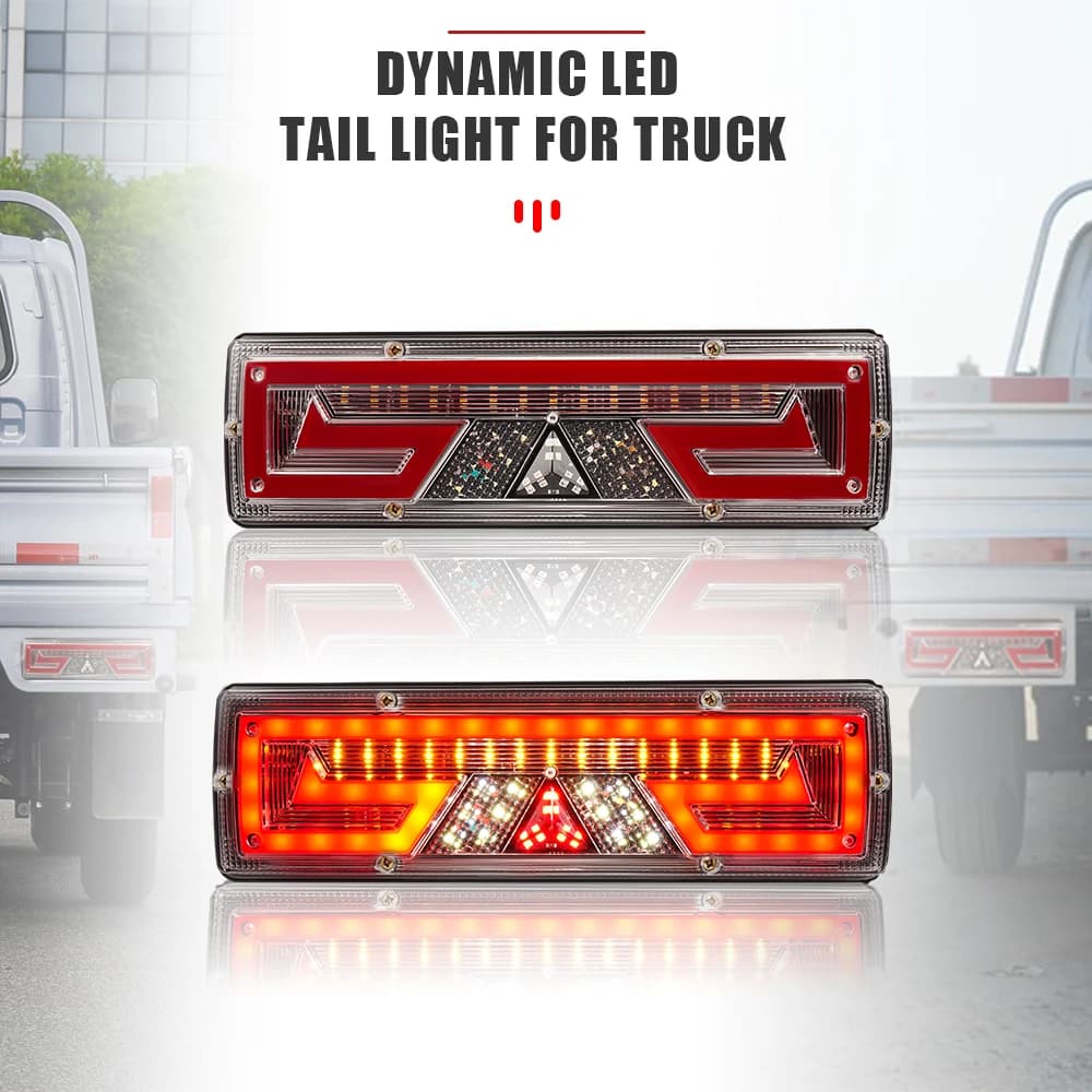 2pcs New Truck Trailer Rear Taillights Big Car Tail Lights 12V 24v Universal Waterproof Led Brake Light Assembly