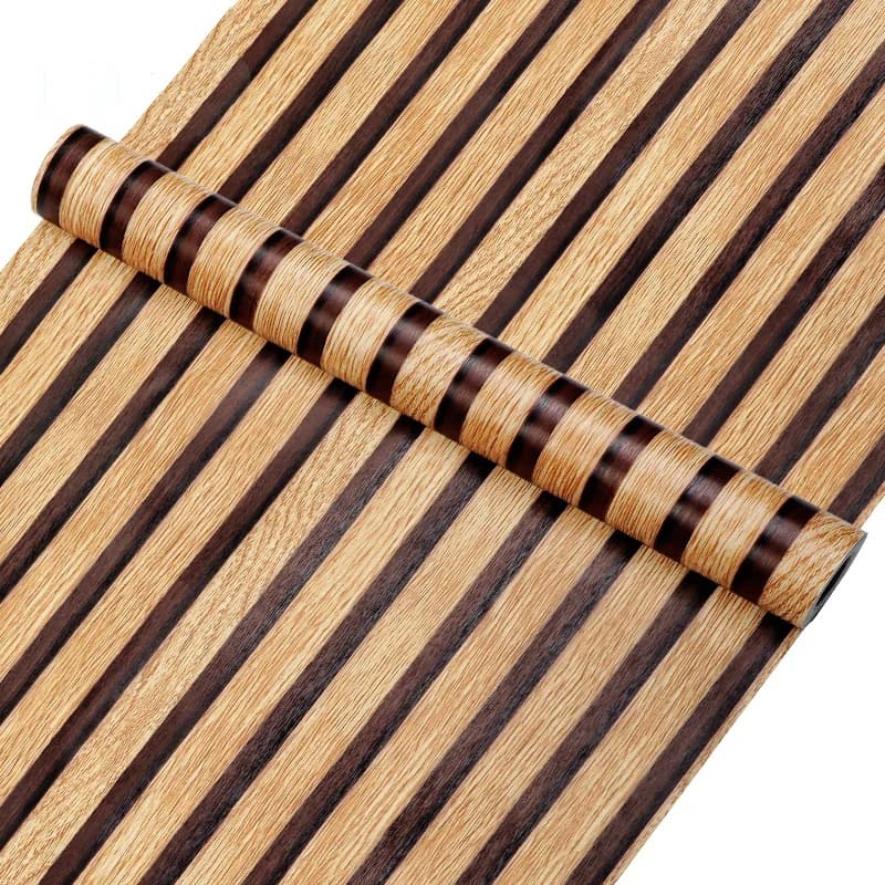 45cm Big Roll Home Decoration Background Wall Desk Cabinet Wallpaper Wood Stripes Waterproof PVC Self-adhesive Wall Stickers
