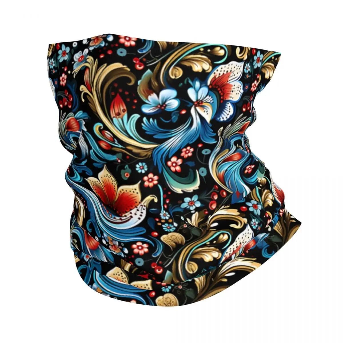 Blue Floral Paisley Pattern Headband Neck Warmer Men Ski Running Tube Scarf Medical Nurse Face Bandana Gaiter