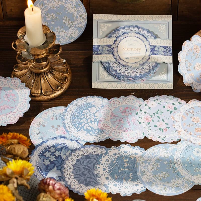 50Sheets Memo Lace Sticky Notes Flower Materials Wreath Collection Handbook Writing Supplies Decoration Scrapbook 143*126MM