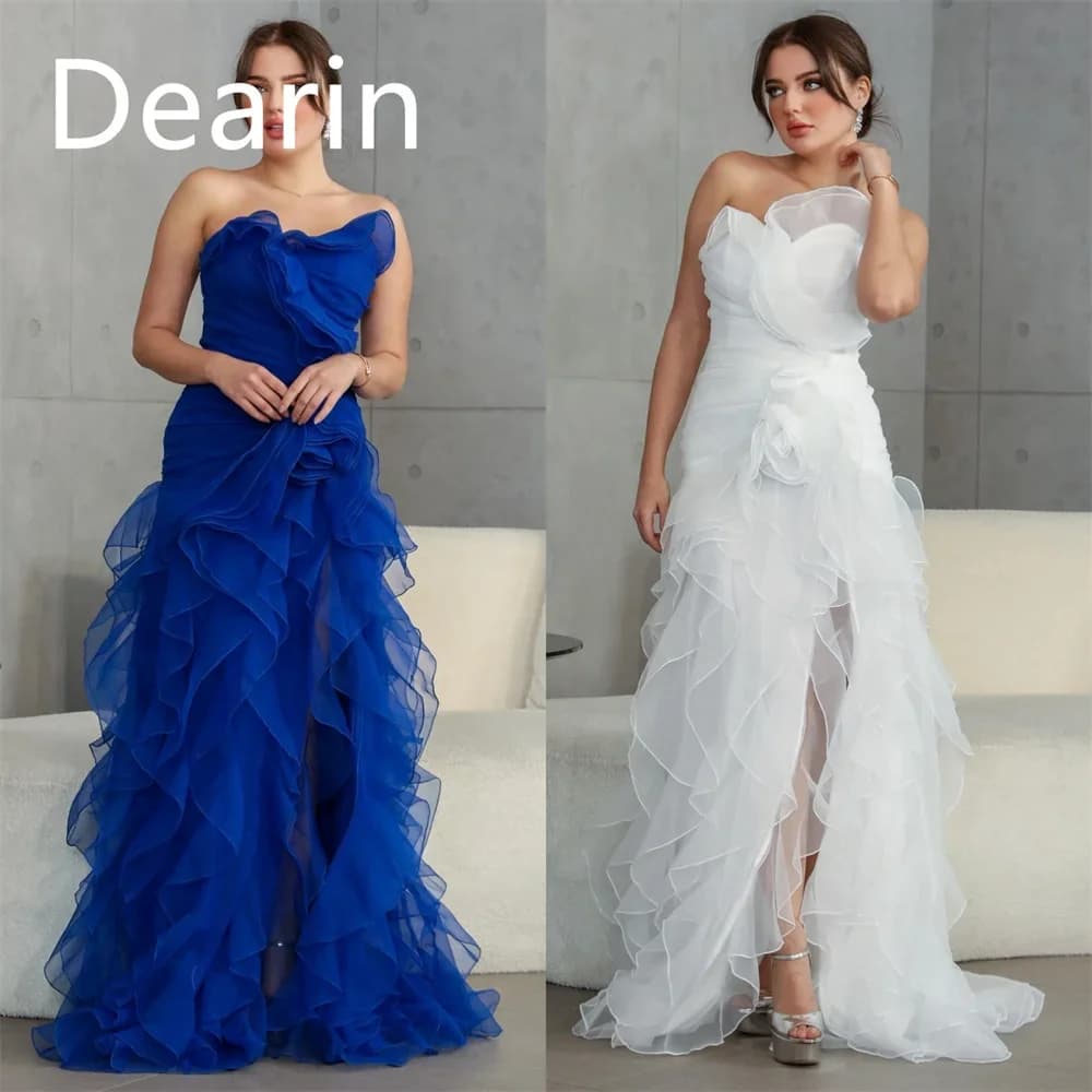 Customized Evening Dress Prom Gown Party Occasion Formal YPMWZX Strapless A-line Floor Length Skirts Fold Bespoke