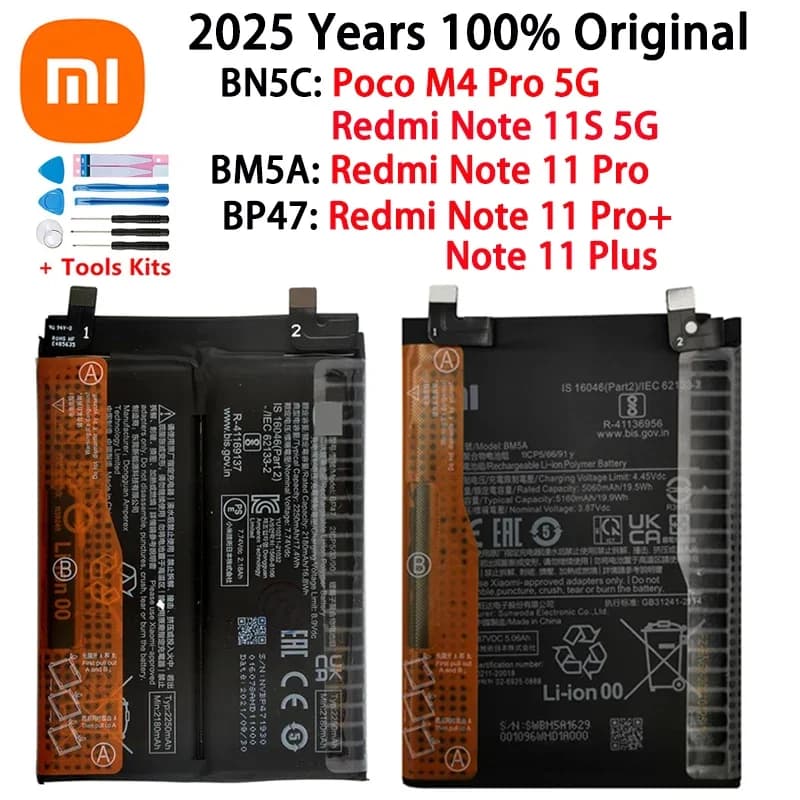 2025 Years Repalcement 100% Original BN5C BM5A BP47 Battery For Xiaomi Poco M4 Pro 5G Redmi Note 11S 11 Pro 11 Pro+ Batteries