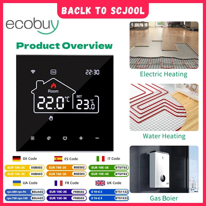 Tuya Smart Wifi Heating Thermostat Floor Heating Wifi Thermostat Gas Boiler Temperature Remote Controller for Google Home Alexa