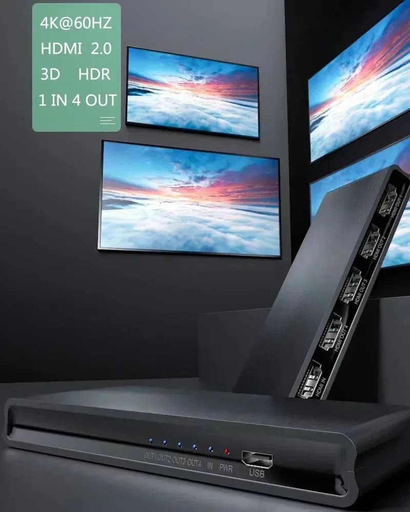 4K 60hz HDMI Splitter 1x2 1x4 1 in 2 4 out 3x1 4x1 Switch HD 1080p HDMI Switcher 4 In 1 Out for PS4 PS5 Laptop PC To TV Monitor