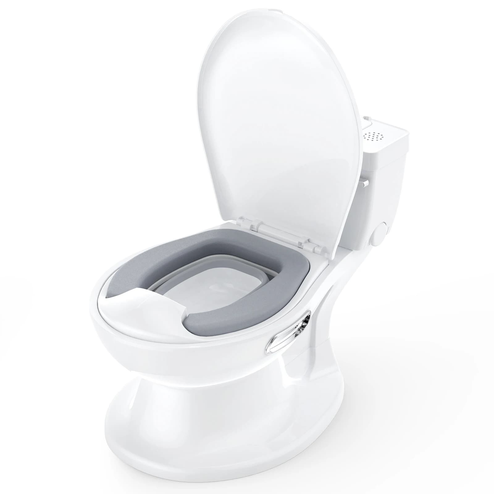 Potty Training Toilet for Toddler, Realistic Potty Training Toilet with Soft Seat with Realistic Flushing Sound & Non-Slip