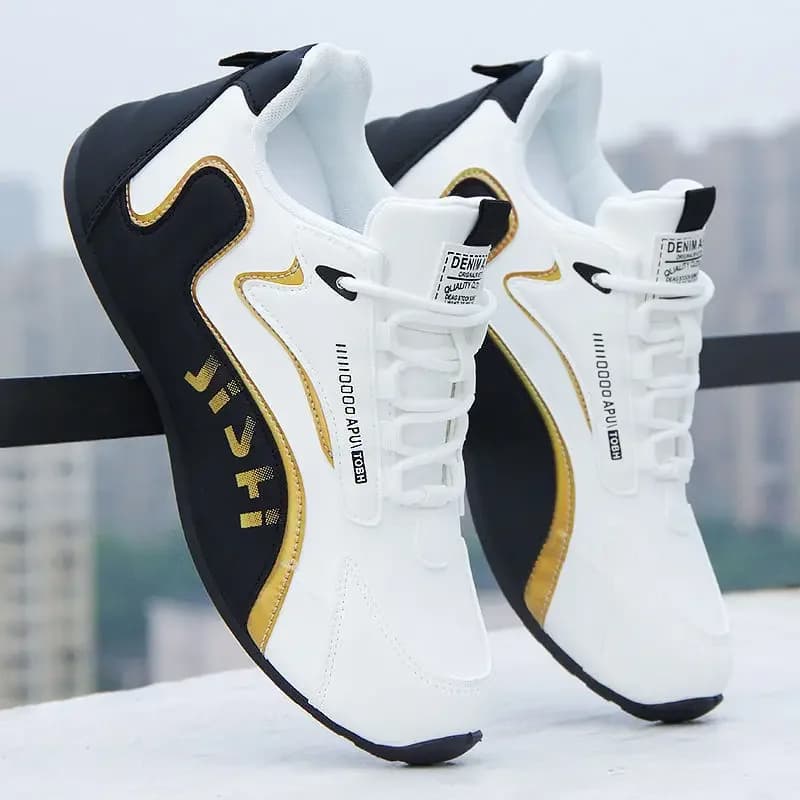 Men's PU Leather Waterproof Sneakers Casual Sports Shoes Men Lightweight Breathable Flat Non-slip Tenis Shoes