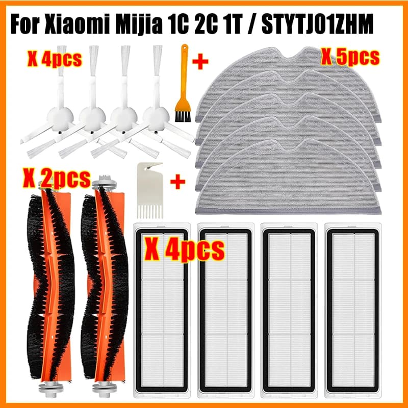 Hepa Filter Roller Main Side Brush Mop Rag Rag Replacement For Xiaomi Mijia 1C 2C 1T / STYTJ01ZHM Robotic Vacuum Cleaner Parts