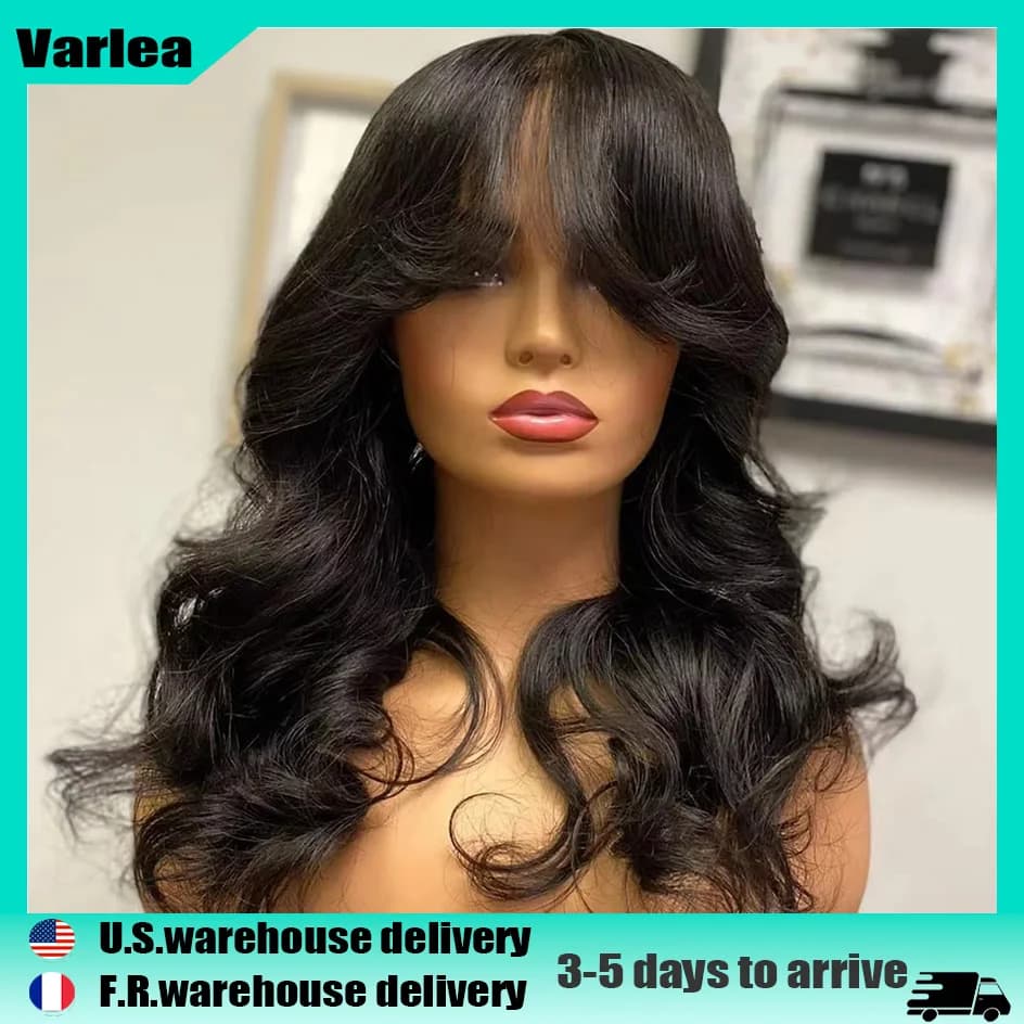 Body Wave Human Hair Wigs with Bangs 3X1 Middle Part Lace Wig Pre Plucked Body Wave Glueless Wig Machine Made Wigs For Women