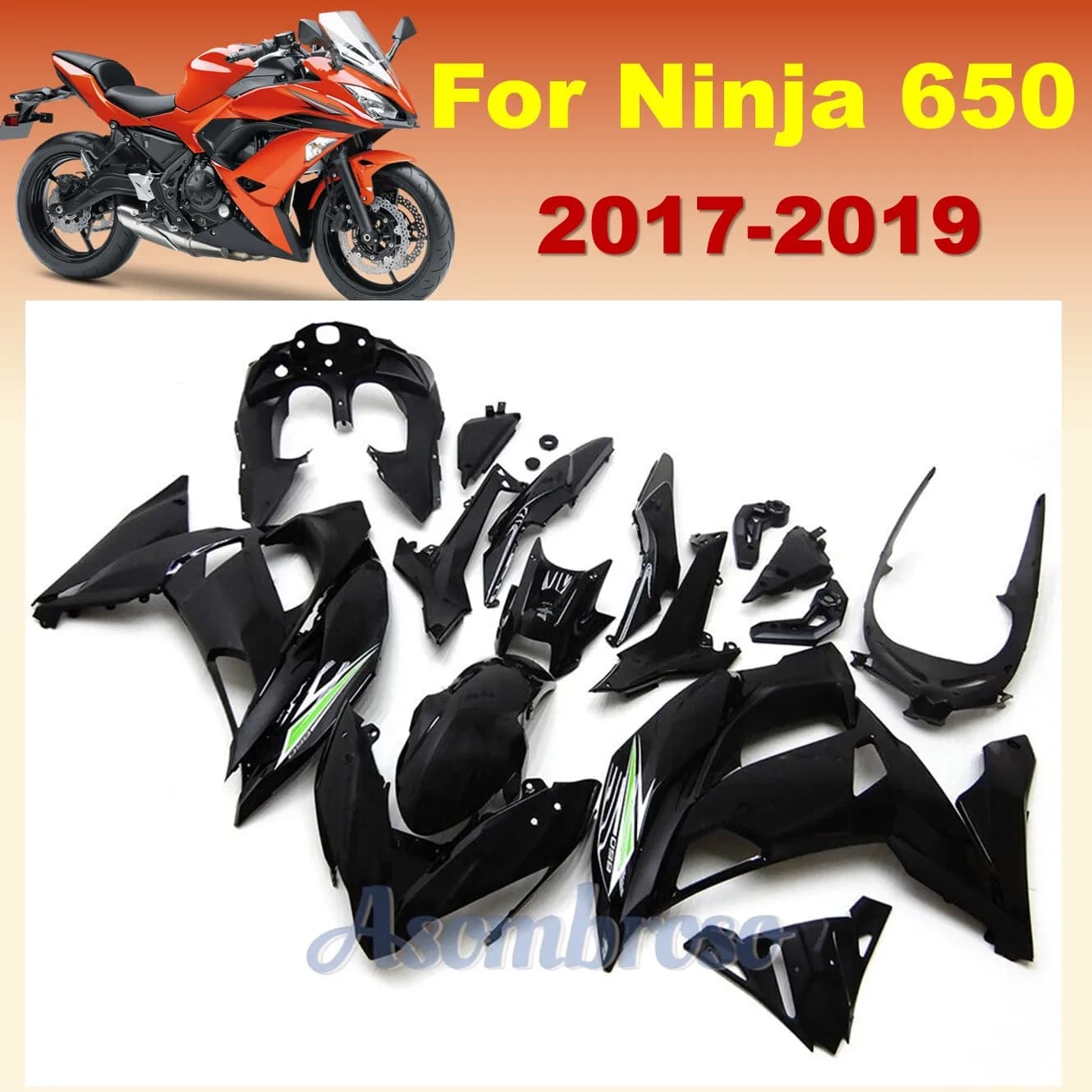 Black fairing kit for Kawasaki Ninja650R ER-6F 2017 2018 2019 Ninja650 17 18 19 Motorcycle Injection Mold ABS Plastic body