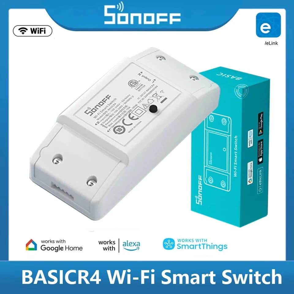 SONOFF BASICR4 WiFi Smart Switch ESP32 Magic Switch Mode Reliable Safe EWeLink Remote Control with S-MATE2 Alexa Google