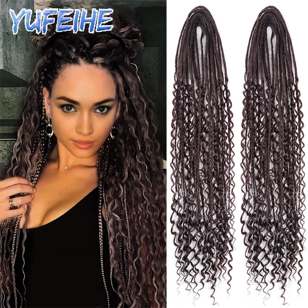 Locs Crochet Hair 24Inch Synthetic Boho Double Ended Dreadlock Braids Hair Extensions For Women Dreadlocks Pre-looped Braids