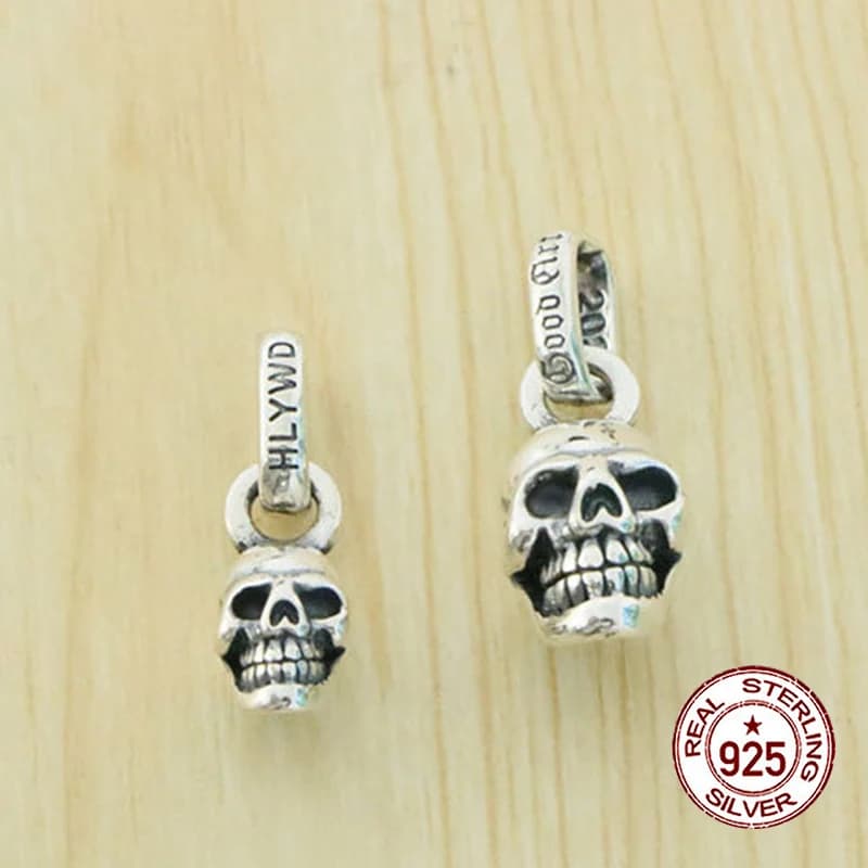 S925 Sterling Silver Pendant Punk Jewelry Personalized Skull Hip Hop Pendant Fashion Trendy Jewelry