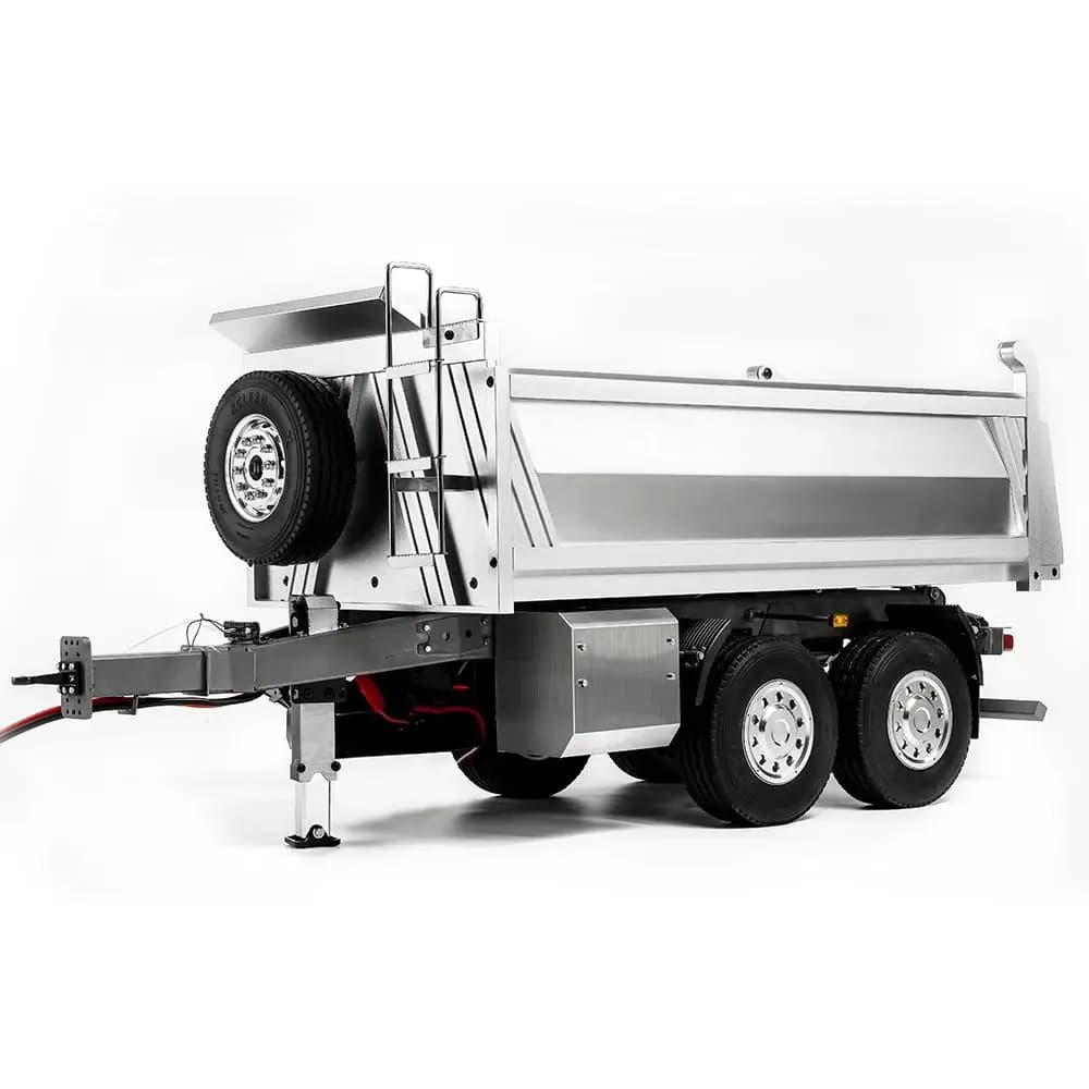 LESU RC1/14 full trailer dump truck with central hydraulic cylinder lifting CNC body LS-A0051-C tail hook puller