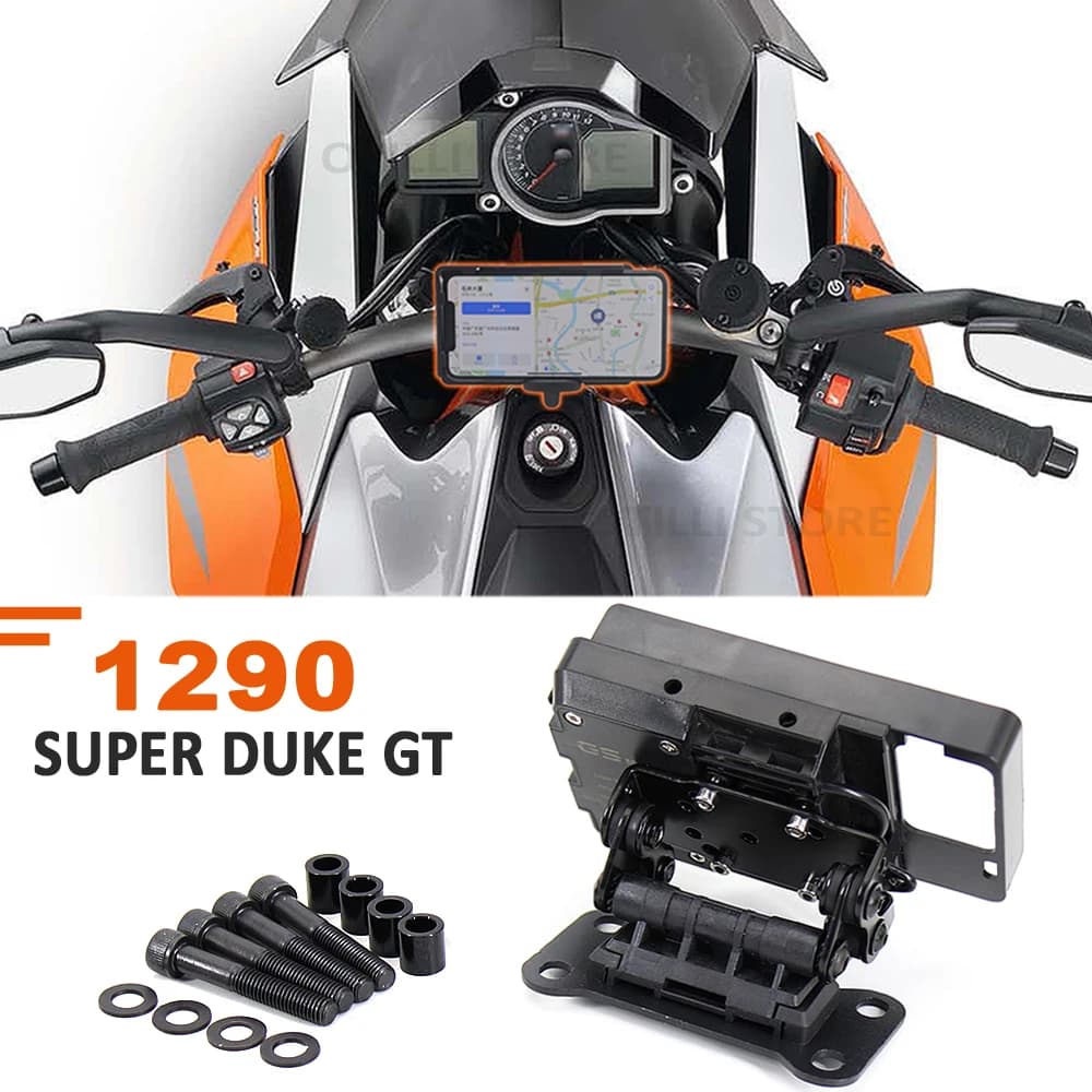NEW Motorcycle Accessories Black Mobile Phone Holder GPS Stand Bracket For 1290 Super Duke GT 2016-2021 2020 2019 2018 2017