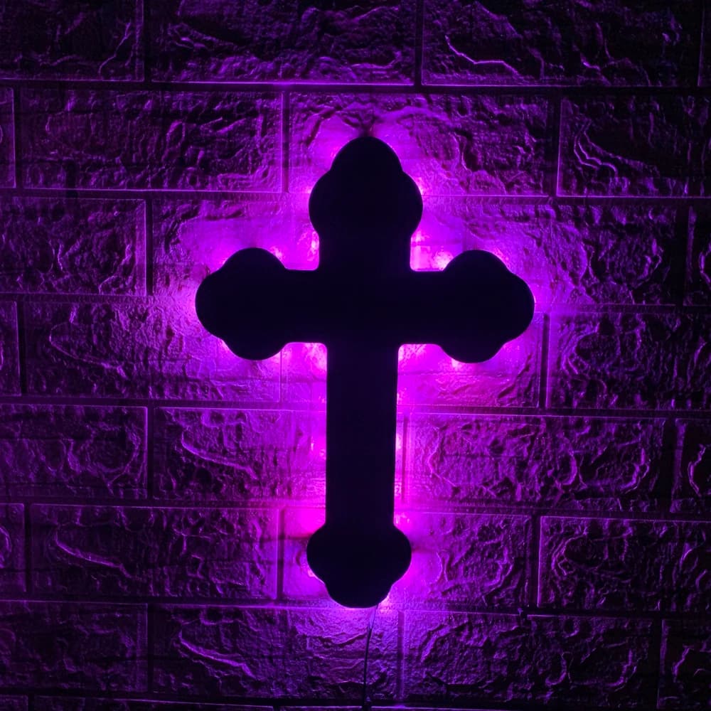ZK50 Cross Creative Luminous Color Changing Picture LED Wall Lamp Indoor Bar Decoration USB Remote Control Night Light
