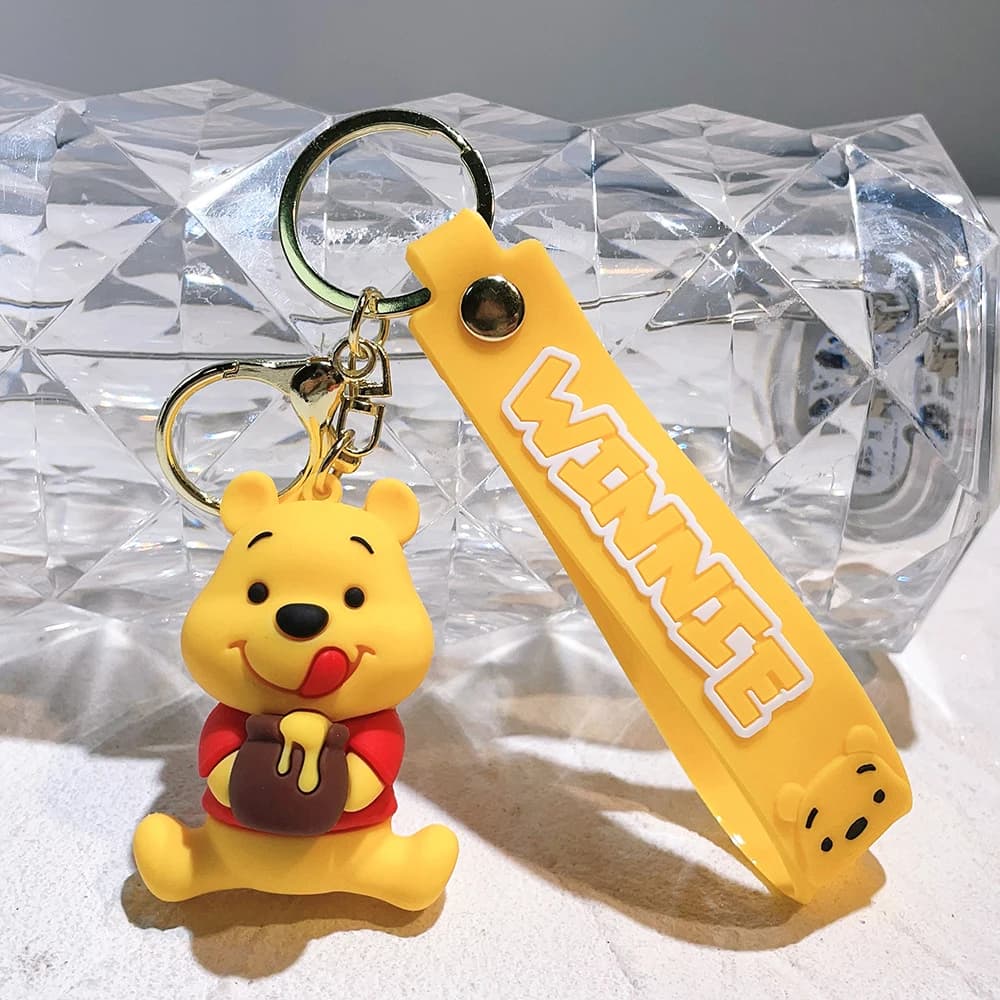 Pooh Bear Keychain Cartoon Winnie the Pooh Cute Doll Keyring Fashion Couple Bag Ornament Key Chain Car Pendant Gift