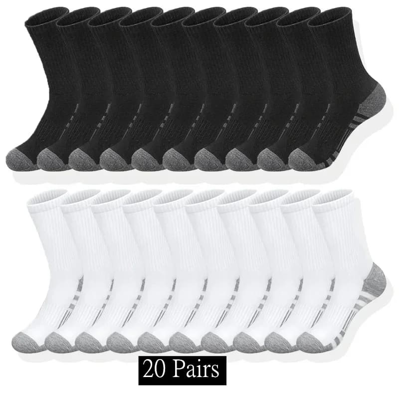 10/20/30 Pairs Men's Classic Crew Socks Unisex Sports Socks for Men Running Basketball Anti-slip Outdoor Breathable Man Socks