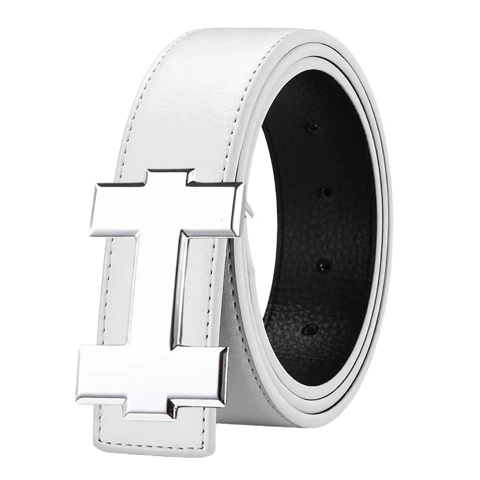 3.3cm Fashion Casual Belt with Silver Smooth Buckle, Designer men belt High-Quality, Unisex Fit, Perfect for Jeans Workwear