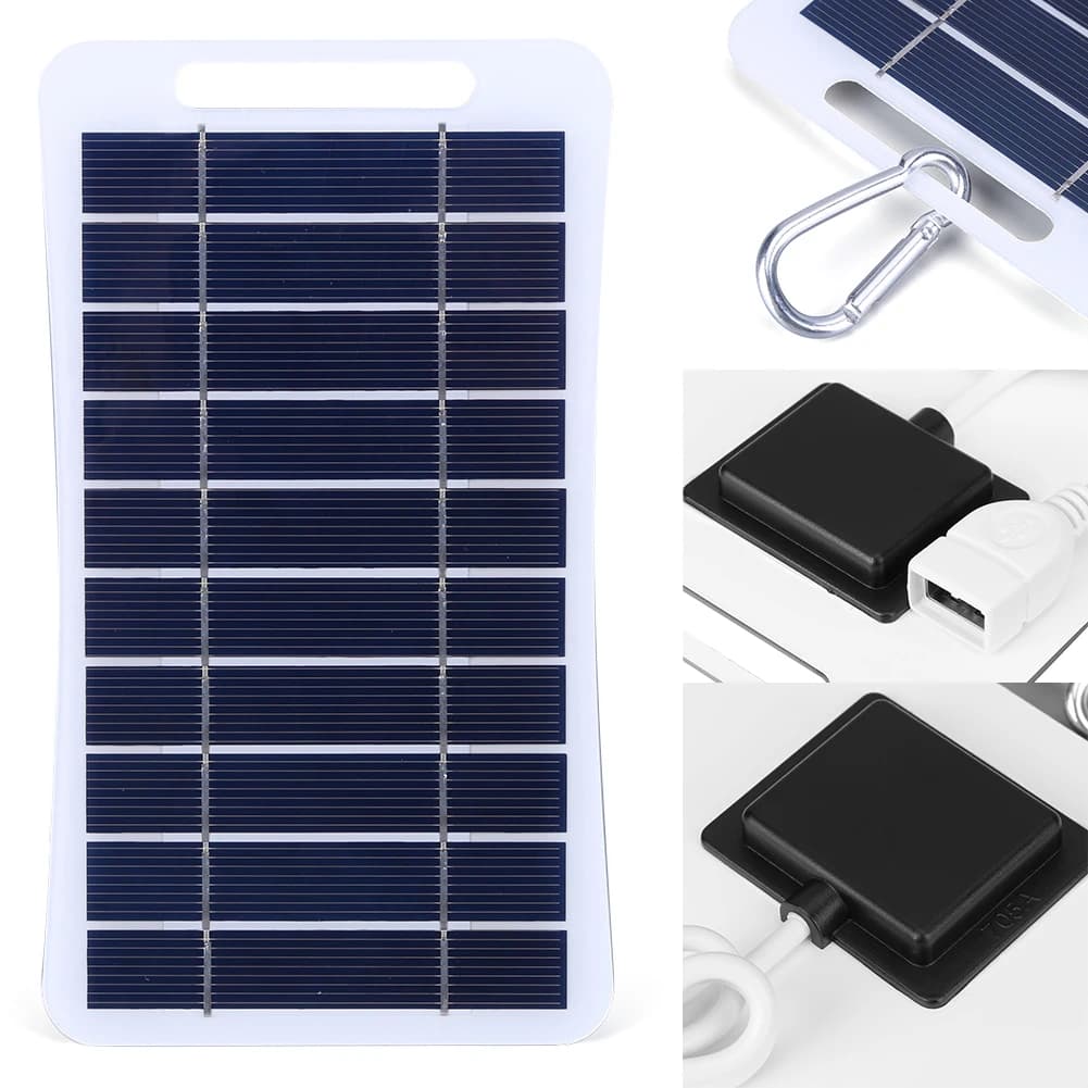 2W 5V Solar Charging Panel Waterproof Battery Charger Power Emergency Panel Phone Power Bank for Camping Backpacking Hiking