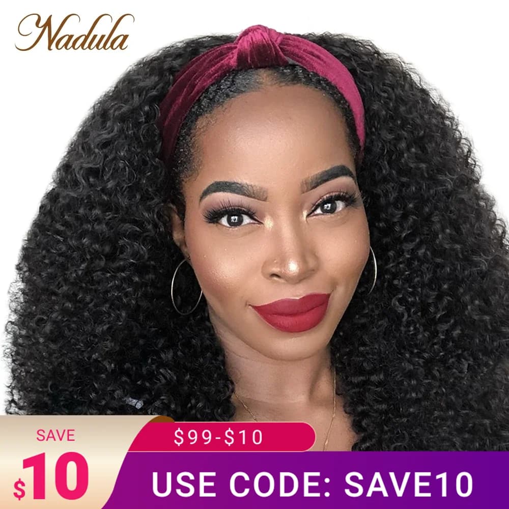 Kinky Curly Half Wig 12"-26inch Long Human Hair Wig For Black Women Nadula Kinky Curly Headband Wig Affordable Natural Hair Wig