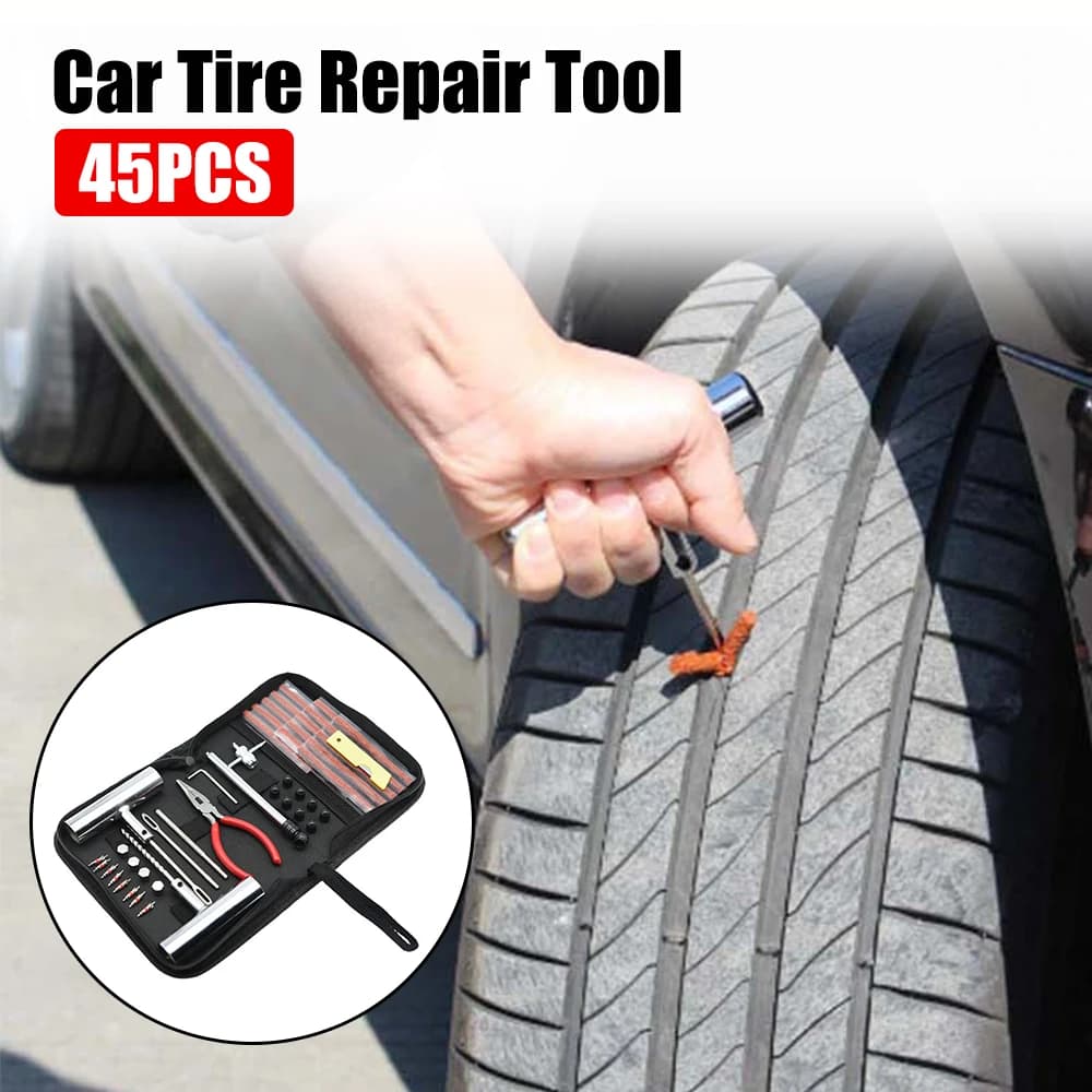 Auto Bike Tire Repair Studding Tool Set Puncture Plug Set 45 PCS Motorcycle Car Accessories Car Tire Repair Tool Tyre Repair Kit
