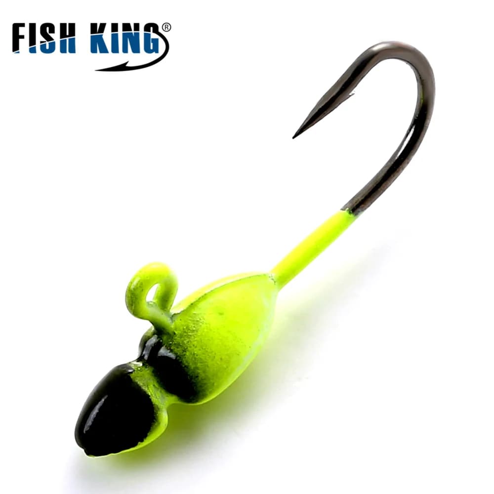 FISH KING Winter Ice Fishing Lure 1.0g/1.2g/1.7g 5pcs/lot Soft Bait Jig Head Small Ice Fishing Hook For Lure Worm