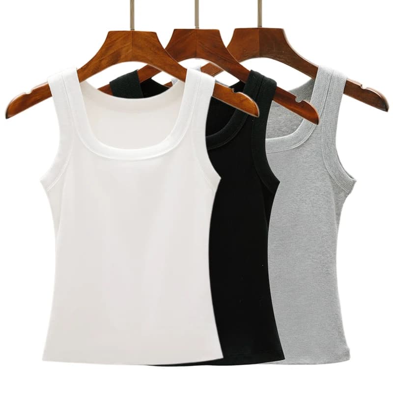 Camisole Tank Soft Cotton Top Women Summer Outfits Tight And Sexy Tank Top Knitted Bottom Shirt And Sleeveless Top For Outerwear