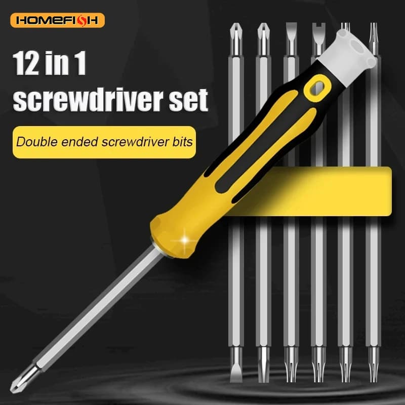 12 in 1 Screwdriver Set Cross Flat Bits Multifunction Precision Tool for Home Maintenance