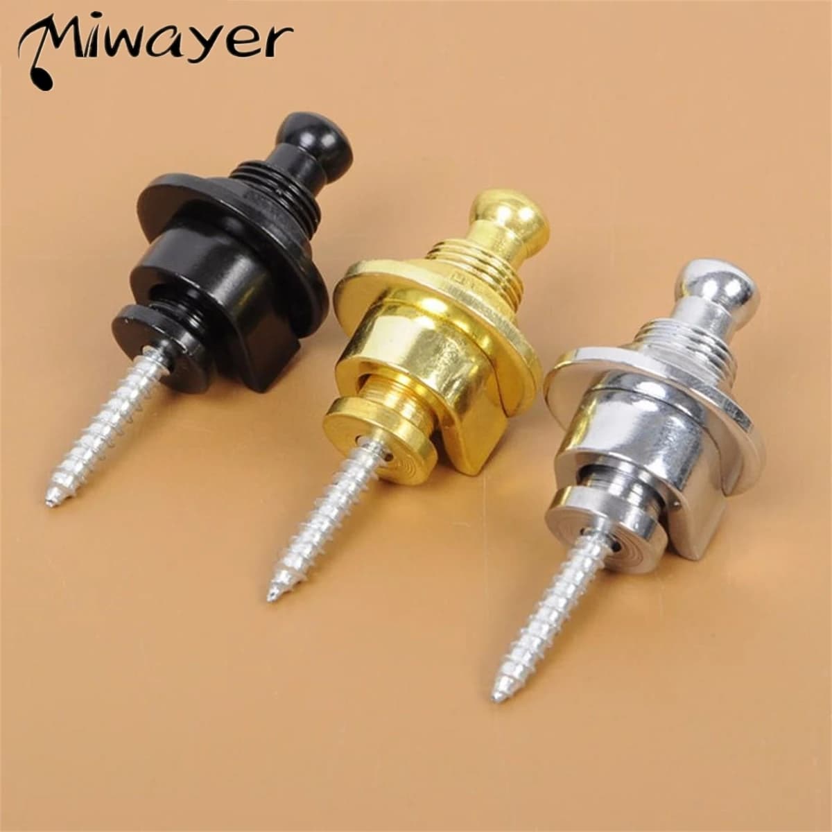 Miwayer 4 in 1/2/4 pcs Guitar Strap Locks with Black Washers, Black Bass Security Straplocks Buttons Strap Retainer System