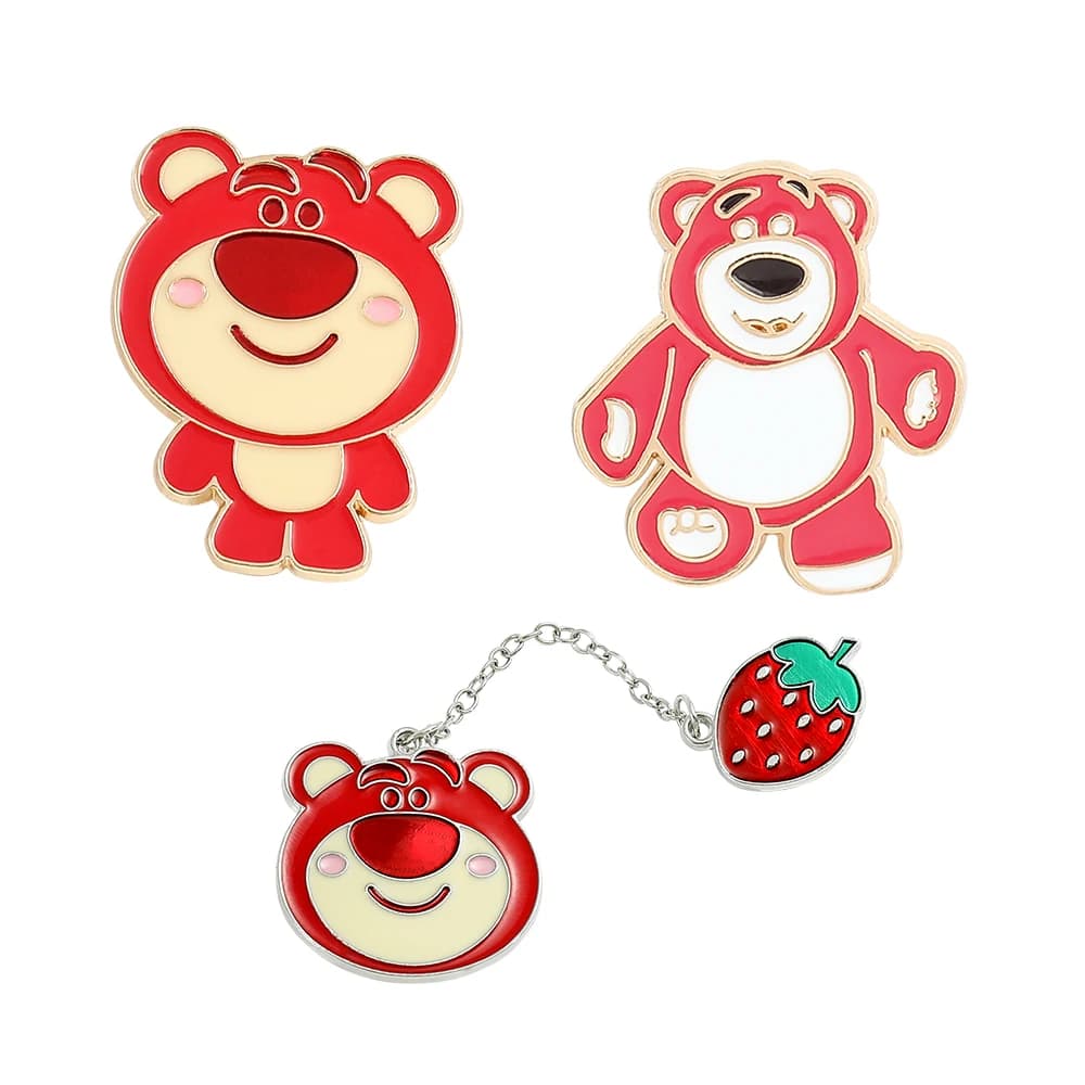 Disney Cartoon Toy Story Lotso Bear Brooch Kawaii Pink Bear Enamel Pins for Backpack Jacket Badge Accessories for Girl Kids Gift