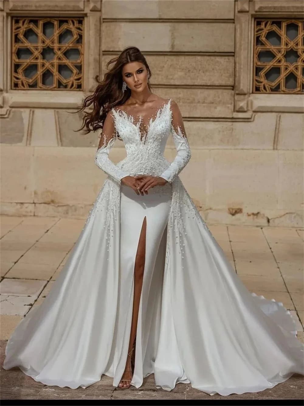 Sexy Backless Bridal Dress 2024 Elegant Beaded Wedding Dress Romantic A-line Floor-length Dress Customized Vestidos De Novia