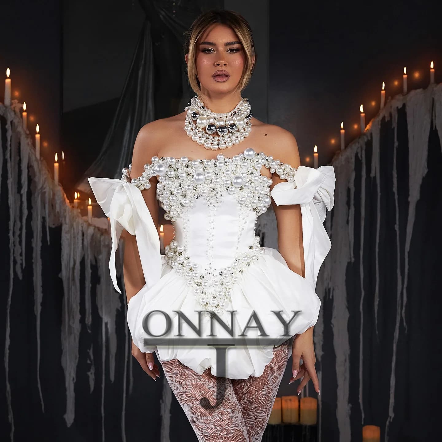 Customized Sexy Mini Evening Dresses Pearls for Women Off Shoulder Dubai Saudi Vestidos De Fiesta Bespoke Birthday Gown Plus