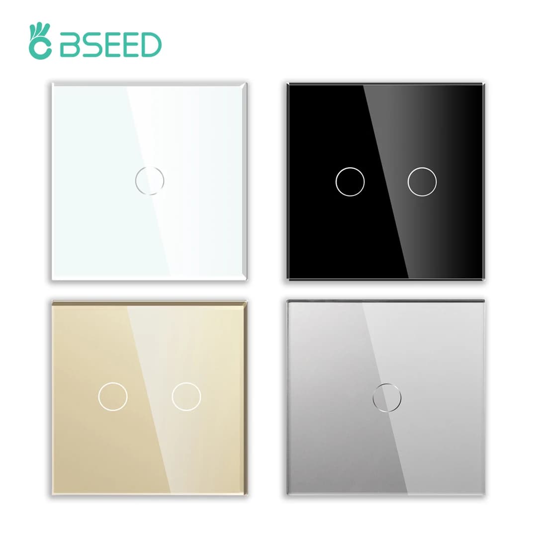 BSEED 1/2/3Gang Wall Touch Switch 1/2/3Way Sensor Light Switches Glass Panel EU Standard Blue Backlight 220V