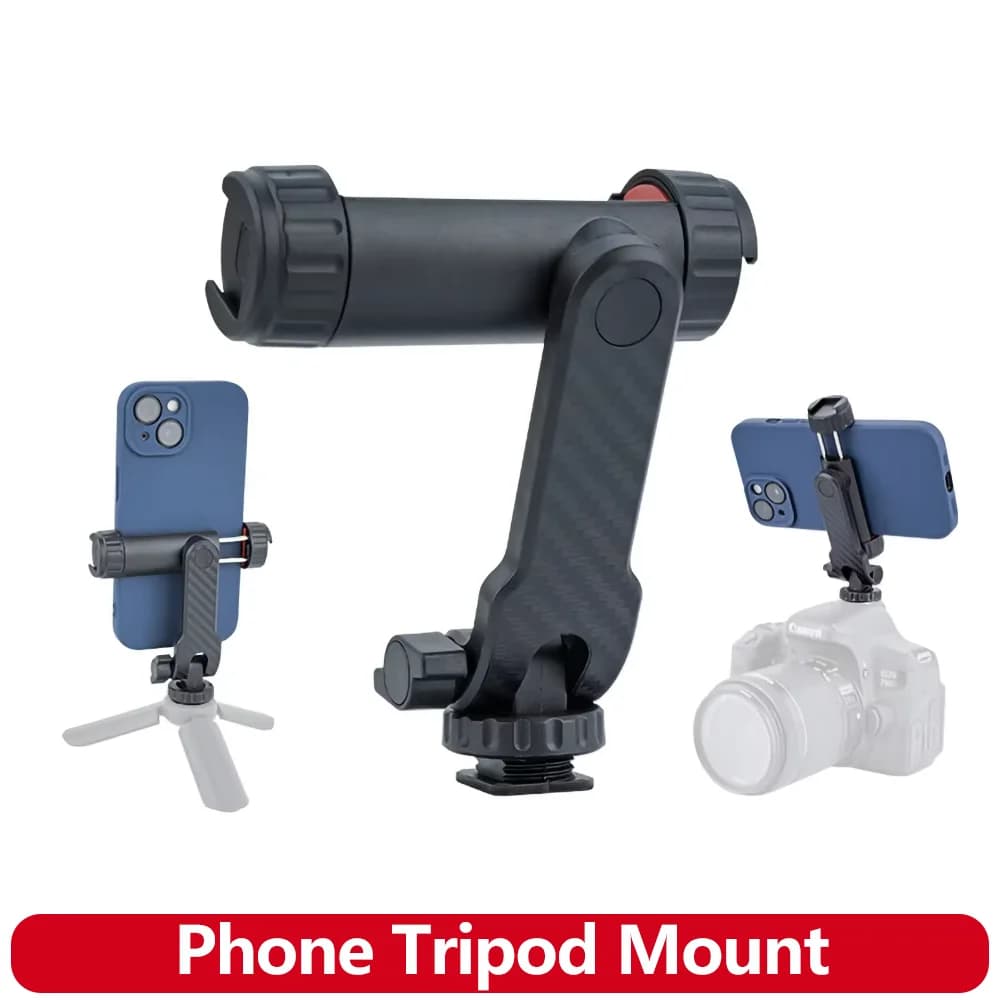 Phone Tripod Mount Holder for iPhone Camera 2 Cold Shoe Mobile Phone Clip for iPhone Android Sony Canon DJI Ronin Zhiyun Gimbals