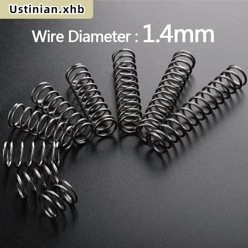10Pcs 1.4mm Spring Steel Compression Spring, OD: 8/9/10/11/12/13/14/15/16/17/18/20/22mm, Length: 10mm-100mm, Customizable