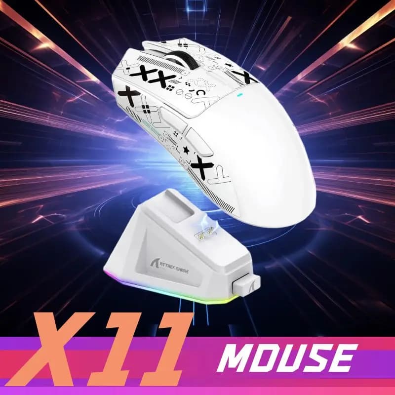 ATTACK SHARK X11 PixArt PAW3311 Three Mode Wireless Gamer Mouse Charging Dock Gaming Sensor, BT/2.4G Wireless Mouse