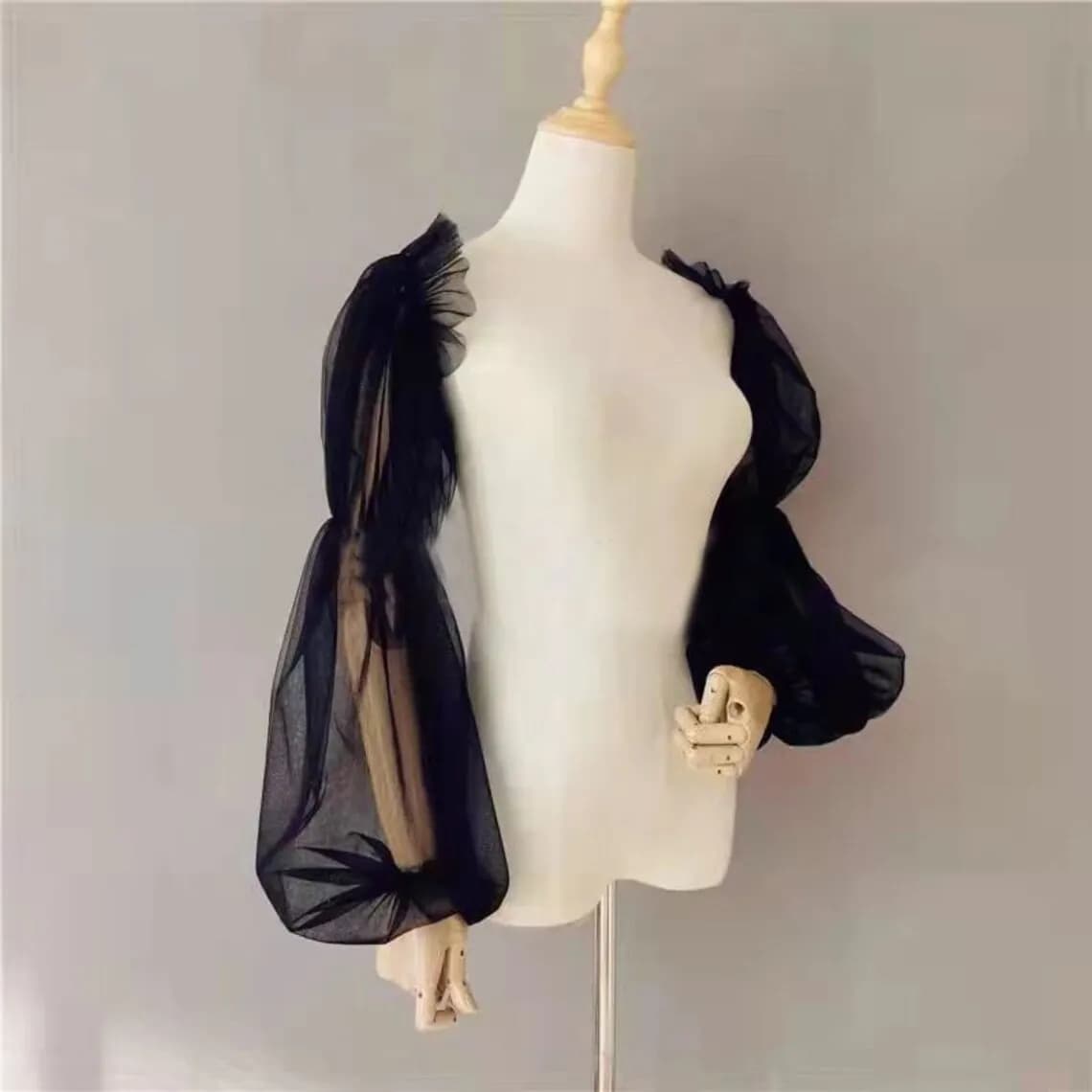 75cm Removable Full Sleeves Wedding Puffy Tulle sleeve Strapless Wedding Accessories Party Elastic Opera Bridal Cover Long